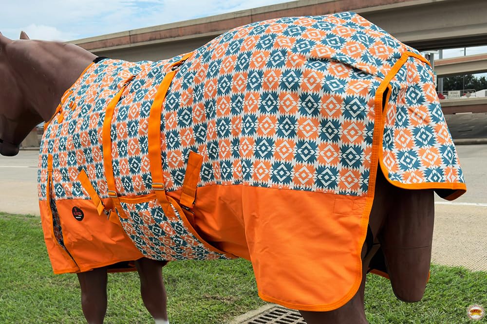 Hilason Orange 80 In 1200D Winter Waterproof Poly Horse Blanket Belly Wrap | Horse Blanket | Horse
